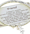 Friends Make The World a Better Place Silver Tone Inspiritional Twist Bangle Bracelet, 2.5"