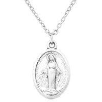 Rosemarie's Religious Gifts Women's Religious Antique Silver Tone Miraculous Medal Pendant Necklace, 18"+2" Extender