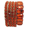 Women's Stunning Statement Bejeweled Set Of 5 Colorful Crystal Rhinestone Stretch Bracelets, 6.75" (Orange Crystal Gold Tone)