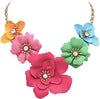 Stunning Colorful Powder Coated Metal Flower Collar Necklace, 14"-17" with 3" Extension