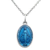 Something Blue For The Bride Blessed Mary Miraculous Enamel Medal Religious Christian Pendant Necklace, 18"