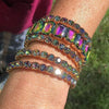 Stunning Statement Set Of 5 Colorful Crystal Rhinestone Stretch Bracelets, 6.75" (Rainbow Vitrail Crystal Gold Tone)