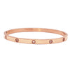Chic And Stunning CZ Crystals In Stainless Steel Stackable Hinged Cuff Designer Bangle Bracelet, 6.5" (Rose Gold Round Stone)