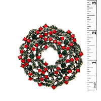 Sparkling Crystal Rhinestone Christmas Holiday Wreath Brooch With Pendant Loop, 2.25"