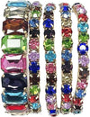 Stunning Statement Bejeweled Set Of 5 Colorful Crystal Rhinestone Stretch Bracelets, 6.75" (Multicolored Crystal Gold Tone)