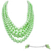 Multi Strand Simulated Pearl Bib Necklace and Earrings Jewelry Set, 16"+3" Extender (Lime Green Silver Tone)…