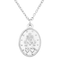 Rosemarie's Religious Gifts Women's Religious Antique Silver Tone Miraculous Medal Pendant Necklace, 18"+2" Extender
