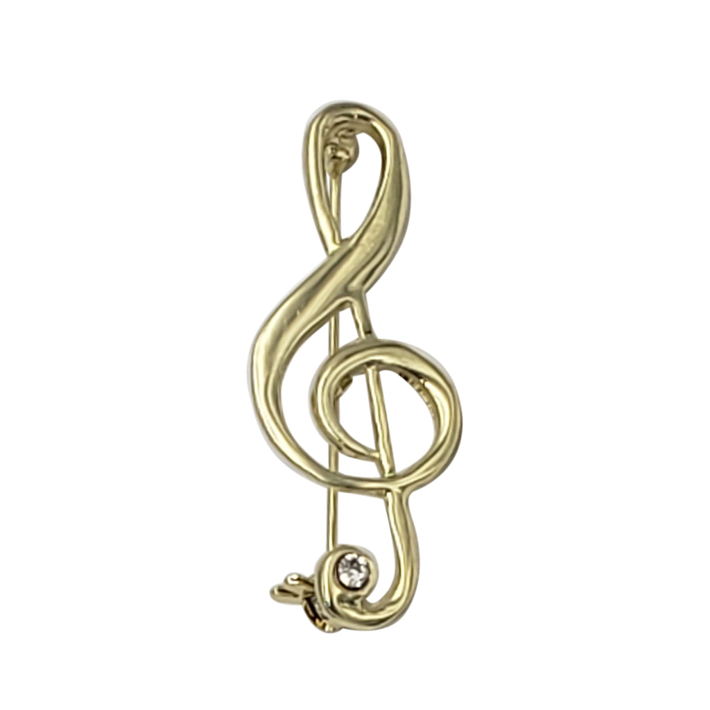 RUIZHEN Crystal Music Note Treble Clef Brooch Pin With Pearls - Gold Alloy Corsage Jewelry For Women