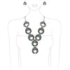 Stunning Cowgirl Chic Western Style Colorful Howlite Stone Squash Blossoms Y-Drop Necklace Earrings Set, 24"+3" Extension