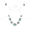 Women's Cowgirl Chic Natural Howlite Stone Center Concho Western Jewelry Gift Set (Turquoise Burnished Silver Tone Necklace And Earrings, 18"+3" Extension)