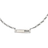 Dainty Sterling Silver Figaro Chain With Mom Engraved Bar Pendant And Cubic Zirconia Crystal Detail Gift Necklace, 16"+1.5" Extender