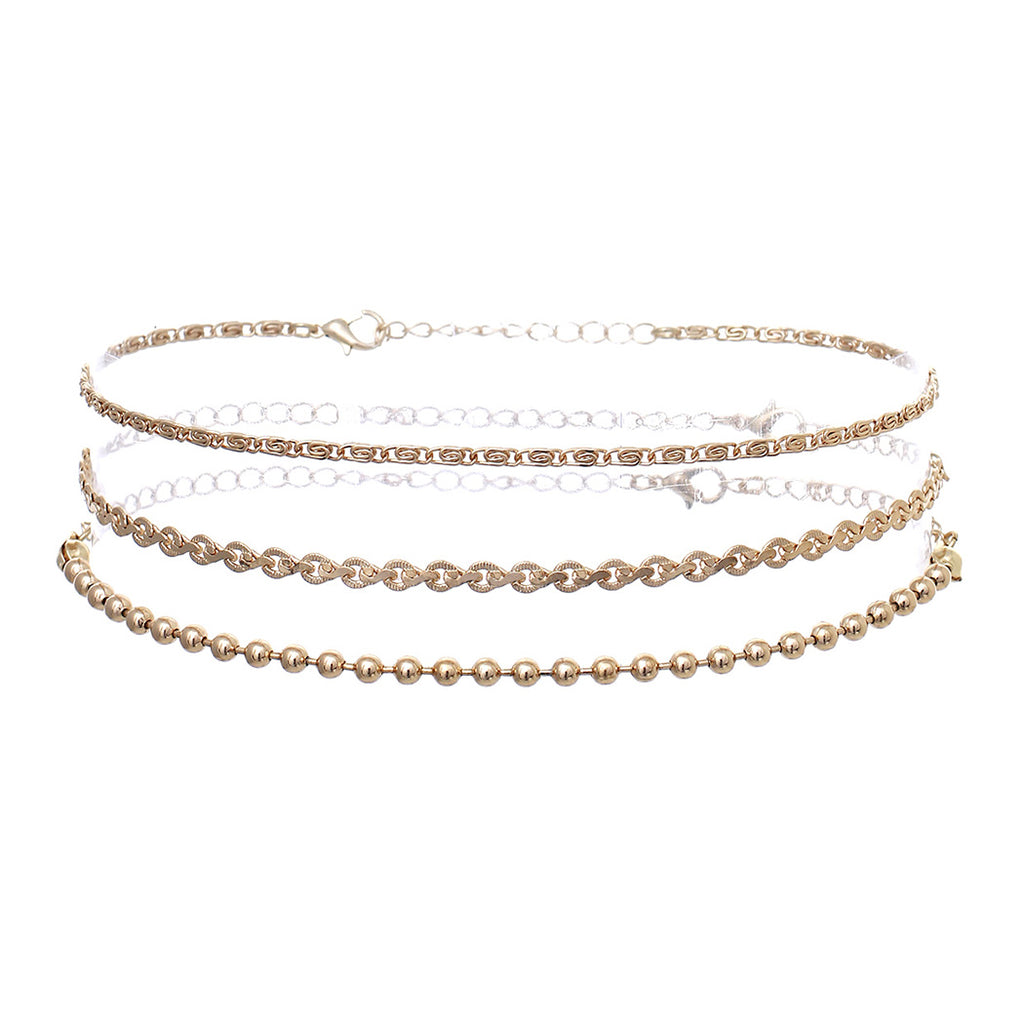 Set of 3 Unique Chain Choker Necklaces, 11.5