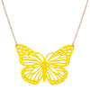 Whimsical Sunshine Yellow Coated Textured Metal Cutout Butterfly Necklace, 14"-17" with 3" Extender
