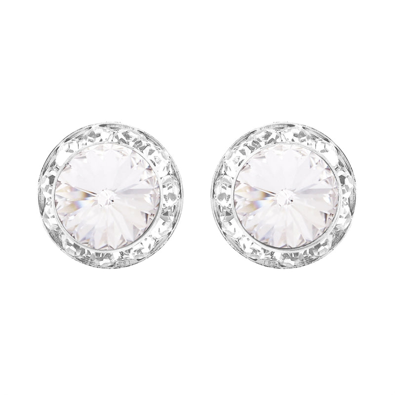 Timeless Classic Hypoallergenic Post Back Halo Earrings Made With Swarovski Crystals, 15mm