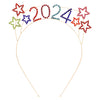 Sparkly Crystal Rhinestones 2024 New Year's Headband Tiara Headband Decoration