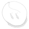 Beautiful Marquise Crystal Rhinestone Statement Silver Tone Bridal Necklace Set, 14.5"+5" Extender