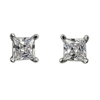 Timeless Classic Sterling Silver Studs With Premium Cubic Zirconia Crystals Post Back Hypoallergenic Earrings (3, Princess Cut)