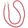 Elegant Designer Faux Pearl Bead with Dainty Crystal Detail Fashion Face Mask Holder Strap Necklace Lanyard, 27.5" (Red)