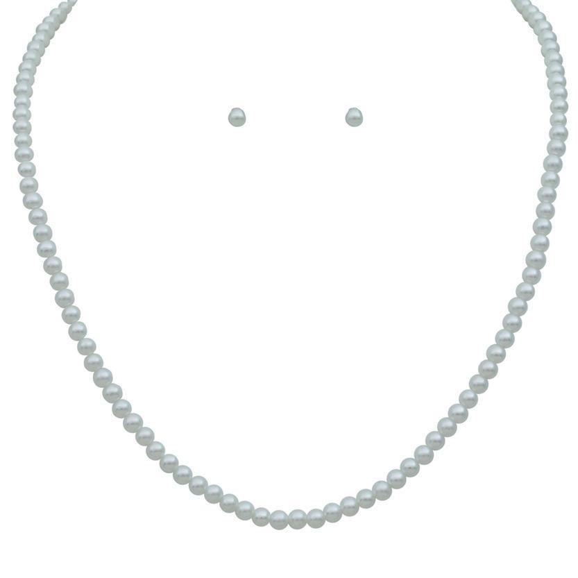 Simulated 4mm Pearl Necklace and Hypoallergenic Post Earrings Set, 16