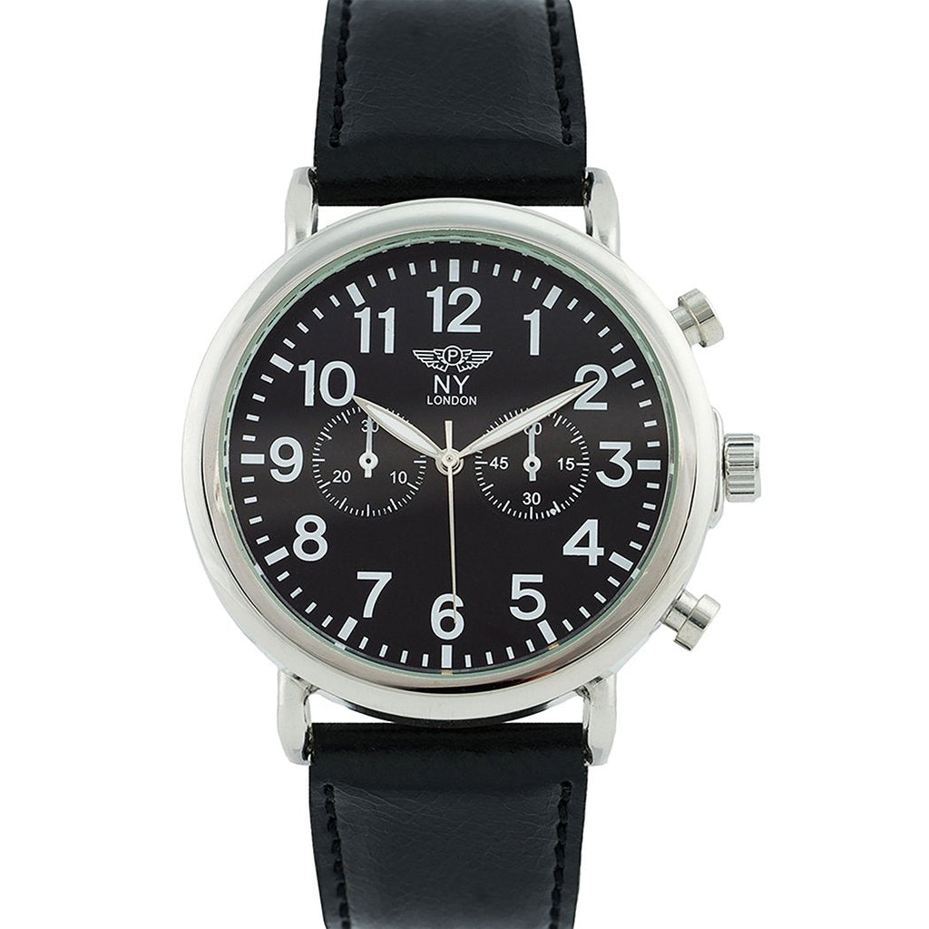 Rosemarie Collections Men's or Women's Simulated Leather Unisex Round Face Watch (Black)
