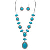 Rosemarie & Jubalee Women?Ã‡Ã–s Statement Cowgirl Western Boho Style Natural Dyed Howlite Stone Necklace and Earrings Set, 22"+2" Extender (Turquoise Blue)