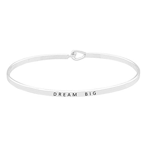 Inspirational Thin Metal Bangle Bracelet "Dream Big"