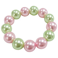 Stunning Statement Stretch Pink And Green 15.5mm Pearl Beaded Bracelet, 6.75"