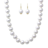 Large White Faux Pearl Statement Strand Necklace Set