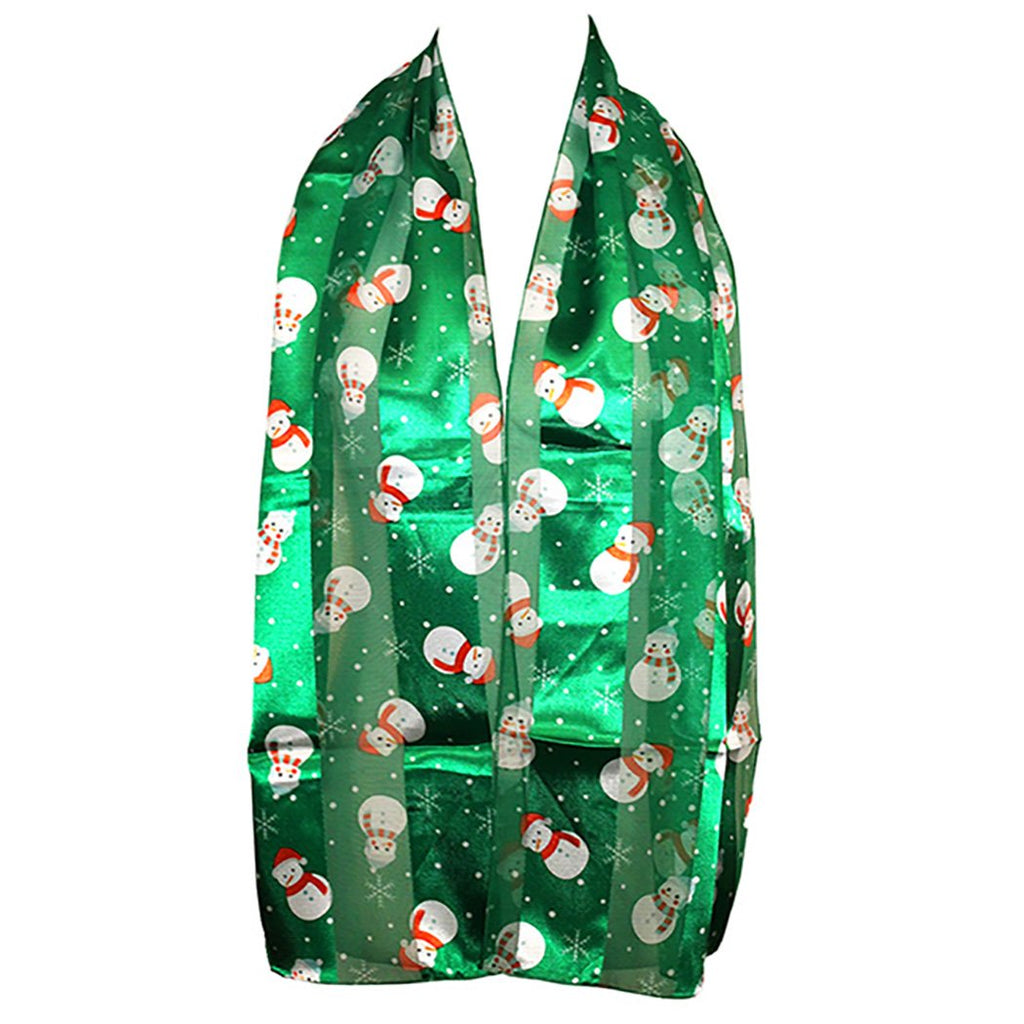 Little Snowman Green Holiday Fashion Scarf