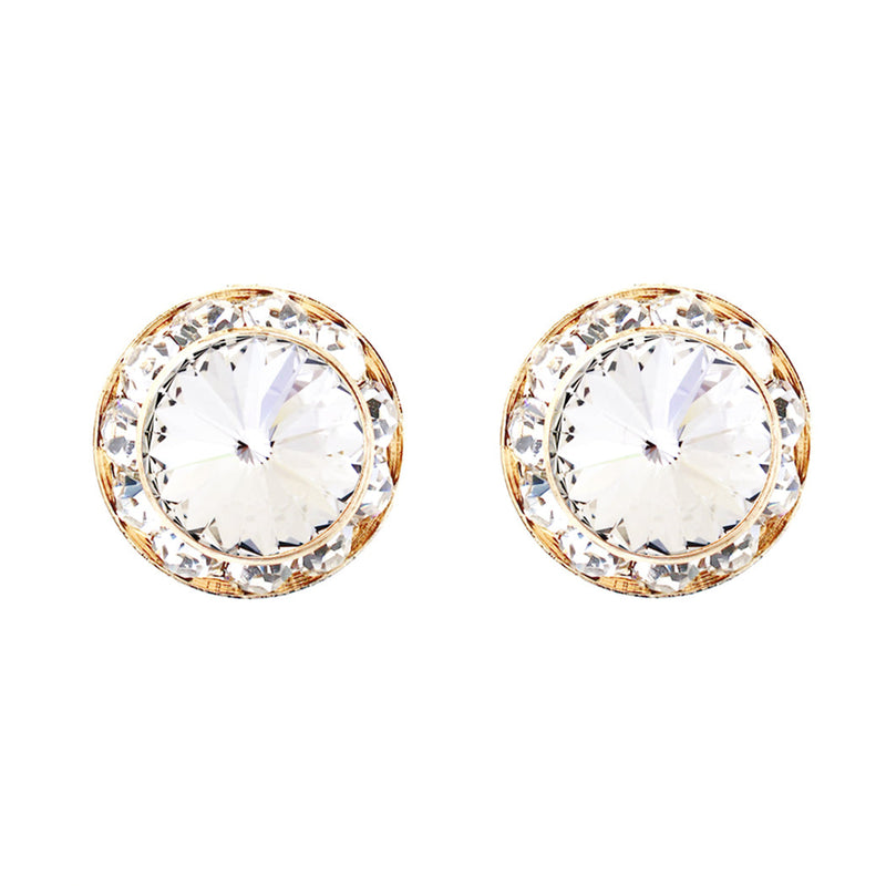 Timeless Classic Hypoallergenic Post Back Halo Earrings Made With Swarovski Crystals, 15mm-20mm (15mm, Clear Crystal Gold Tone)