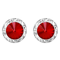 Timeless Classic Hypoallergenic Post Back Halo Earrings Made With Swarovski Crystals, 15mm-20mm (20mm, Light Siam Red Silver Tone)