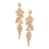 Crystal Rhinestone Bubble Long Dangle Statement Earrings (Peach Crystal Rose Gold Tone) 3.25 inches