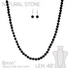 Beautiful Western Inspired Howlite 8mm Knotted Bead Strand Clasp-less Necklace Dangle Gift Earrings Set (48 Inches, Jet Black Howlite Bead)