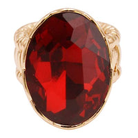 Rosemarie & Jubalee Women's Statement Oval Crystal Stretch Cocktail Ring (Red Crystal Gold Tone)