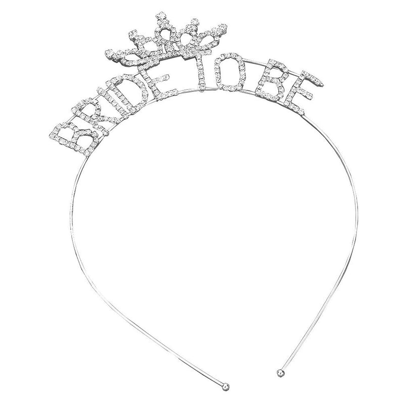Bride To Be Bachelorette Party Rhinestone Tiara Headband Silver Tone