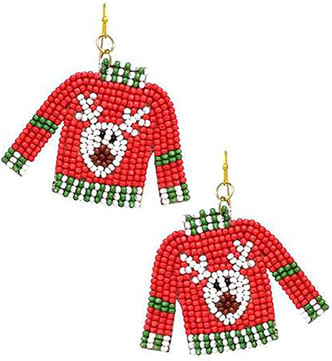 Pull De Noël "Ugly Sweater" à Fermeture éclair - Décoré Perles/paillettes, Taille L, Occasion Très Bon état
