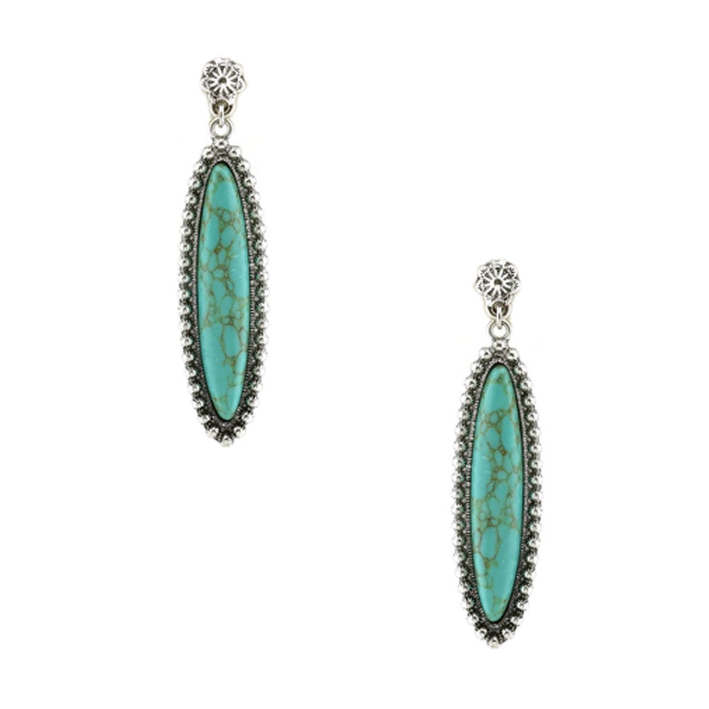 Stunning Vintage Inspired Western Style Dyed Howlite Dangle Statement Earrings, 2.25'