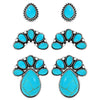 Set of 3 Pairs Western Cowgirl Fun Turquoise Howlite Stone Post Back Earrings