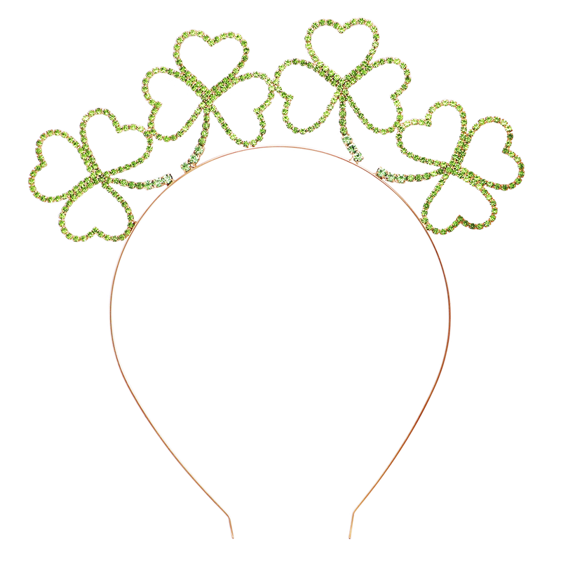 St. Patrick's Day Lucky Irish Shamrock Clover Green Crystal Tiara Crown Headband