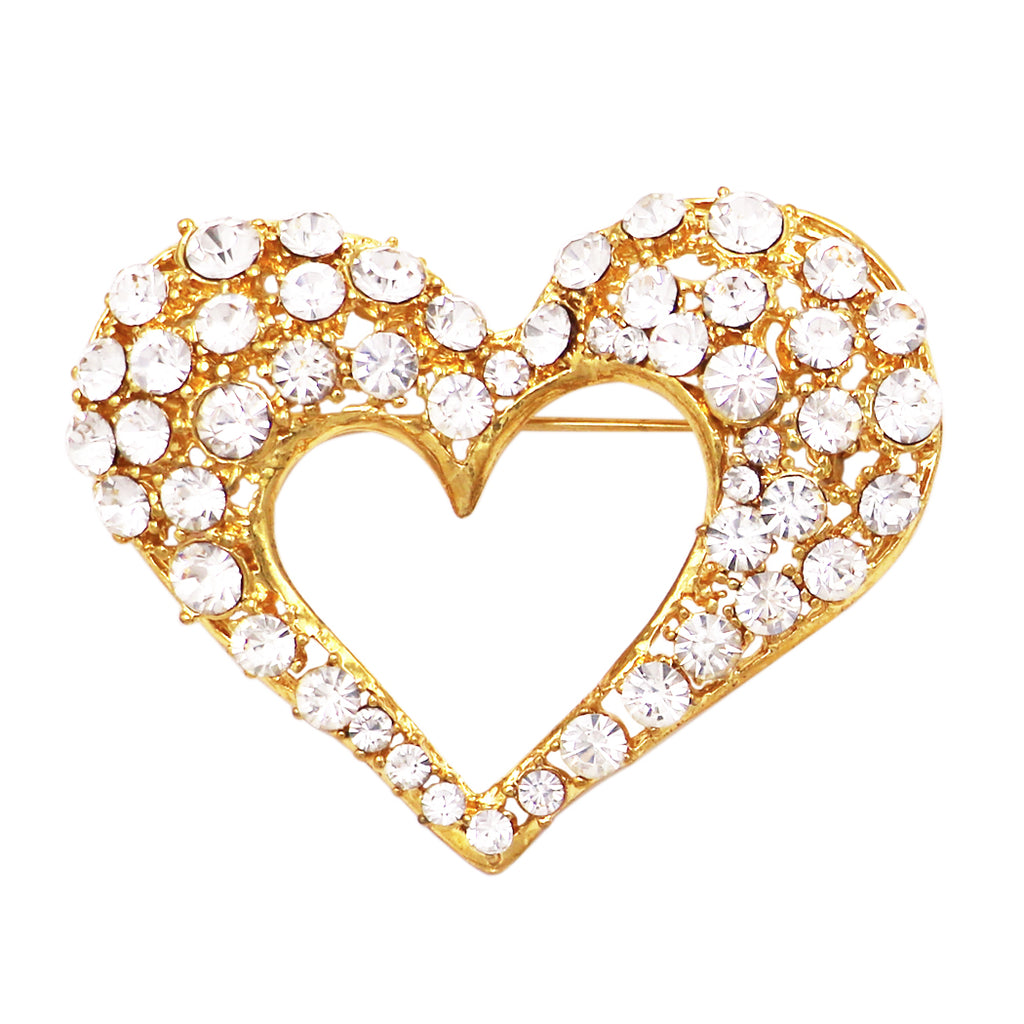 Sparkling Pave Crystal Rhinestone Heart Brooch Pin 2.25