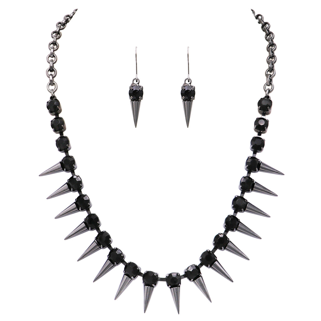 Parure De Bijoux Femme - Collier Perles D'Hématite Noire & Boucles D'Oreilles à Crochet Assorties - Neuf Avec étiquettes