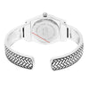 Stylish Round Chrome Dial On Textured Metal Basket Weave Hinged Cuff Bracelet Watch, 2.25 (Silver Tone)
