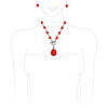 Stunning Western Cowgirl Red Howlite Stone Toggle Clasp Necklace Earring Set, 18"