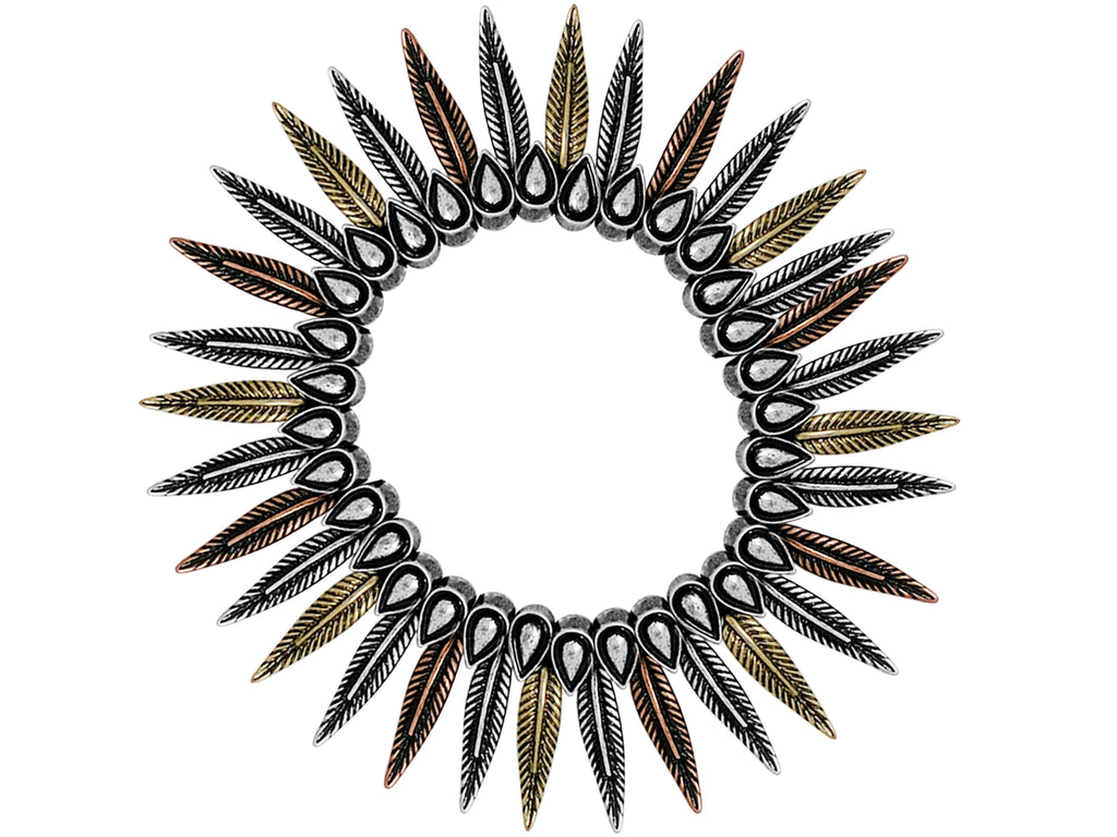 Cowgirl Chic Western Mixed Metal Feathers Stretch Bracelet, 6.75