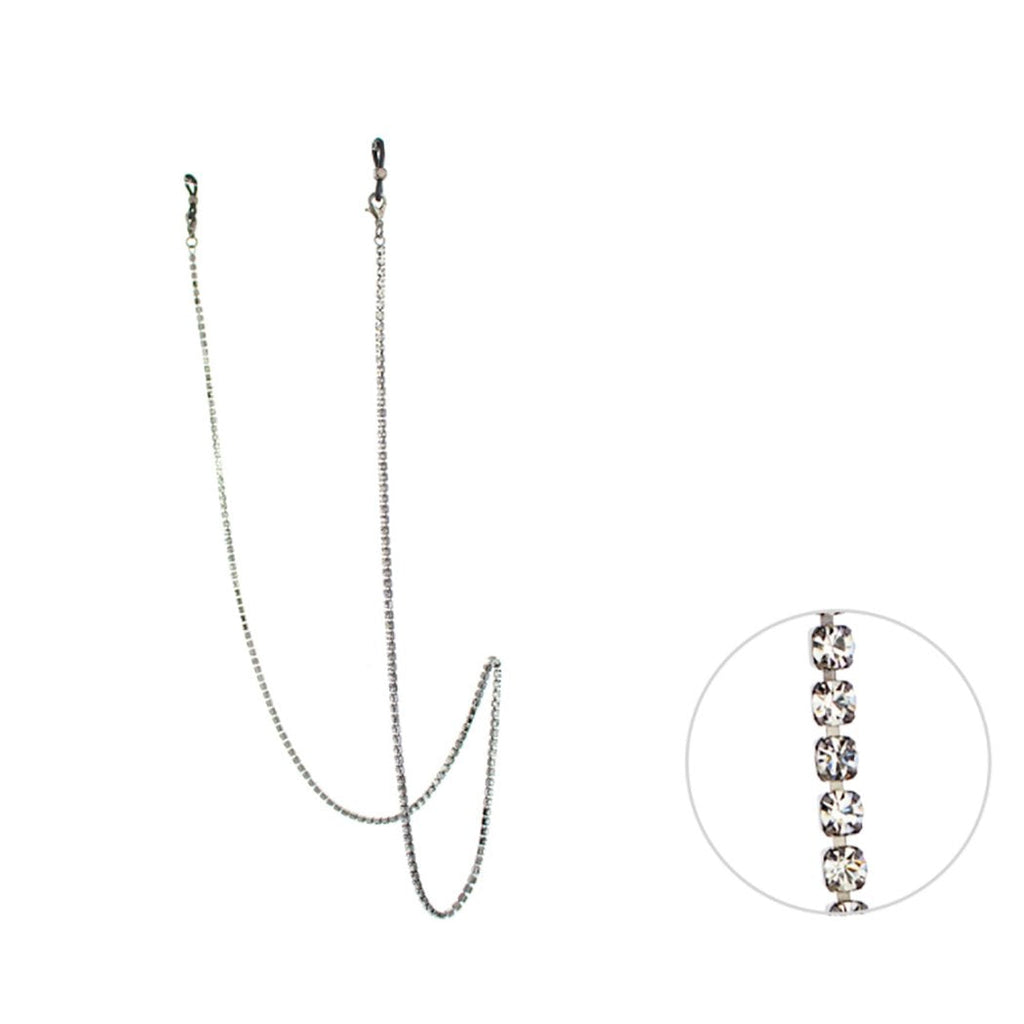 Crystal Rhinestone Strand Necklace Eyeglass Reader Face Mask Holder Strap, 28.5