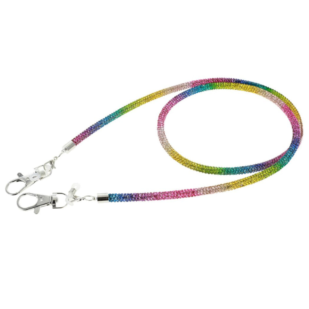 Crystal Rhinestone Tube Cord Necklace Eyeglass Reader Face Mask Holder Strap, 33.5