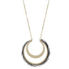 Crescent Moon and Feather Circle Statement Necklace