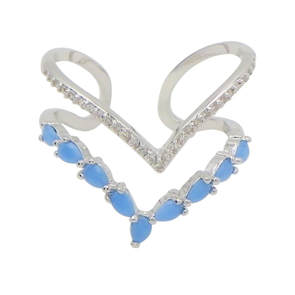 Crystal Chevron Adjustable Cuff Ring