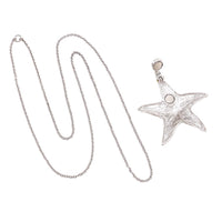 Beautiful Statement Starfish Magnetic Medallion Pendant Earring Set On Claspless Stainless Steel Chain (Starfish)