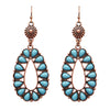 Stunning South Western Style Turquoise Howlite Oval Hoop Earrings, 2.5" (Copper Tone)